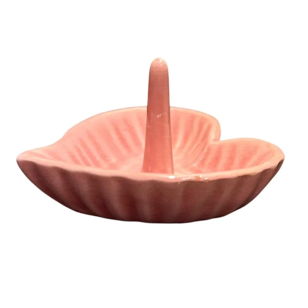 Vintage Pink Heart Ring Holder Dish Cottagecore Grandmillennial Coquette
